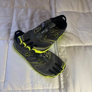 Fila Gray and Neon Green Skele-Toes Athletic Shoes